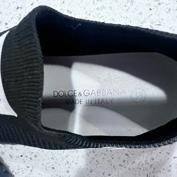 Dolce & Gabbana Black and White Sorrento Slip-On Shoes Sz 38 GUC - Picture 7 of 15